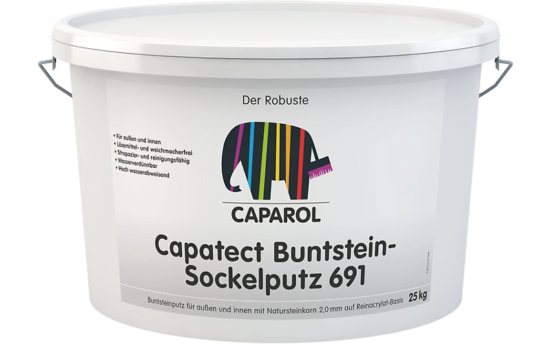 Spalvotų akmenukų tinkas fasadui Capatect BUNTSTEINPUTZ 691 2mm 01 Carbon 25.0kg Spalvotų akmenukų tinkas fasadui Capatect BUNTSTEINPUTZ 691 2mm 01 Carbon 25.0kg